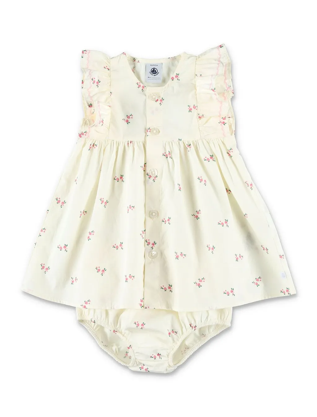 Petit Bateau Ruffled Floral Baby Dress Set