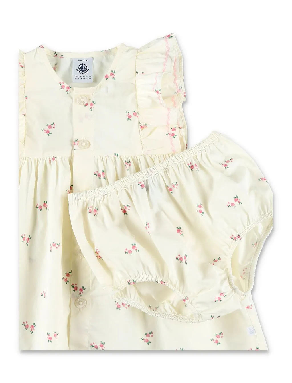 Petit Bateau Ruffled Floral Baby Dress Set
