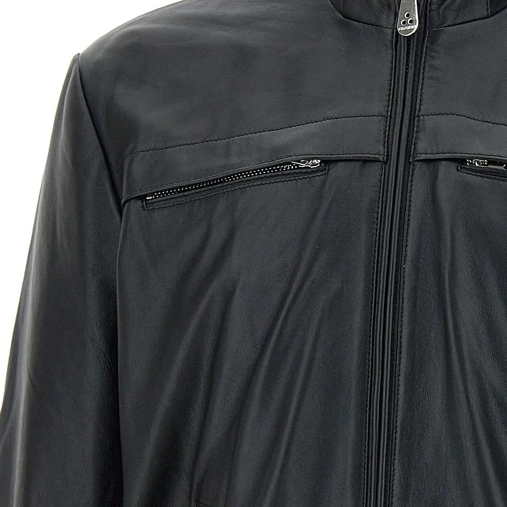Peuterey Zip-Up Leather Bomber Jacket