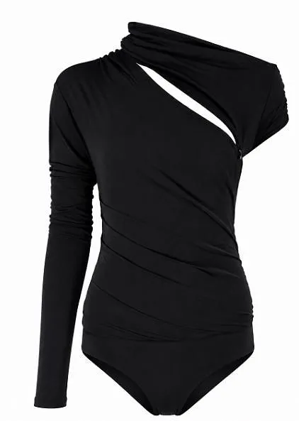 Pinko Asymmetric Draped Bodysuit Top
