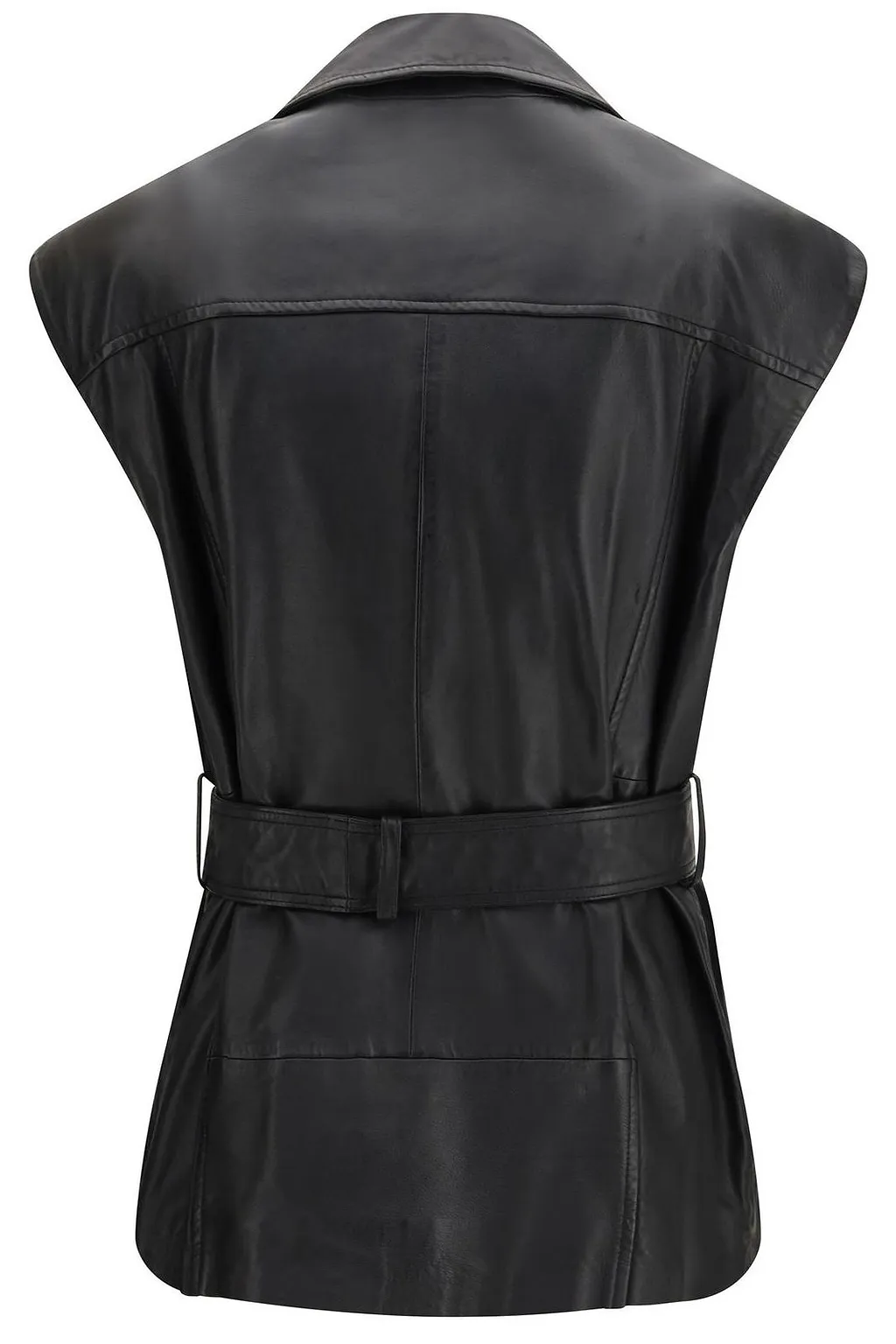 Pinko Belted Biker-Style Leather Vest