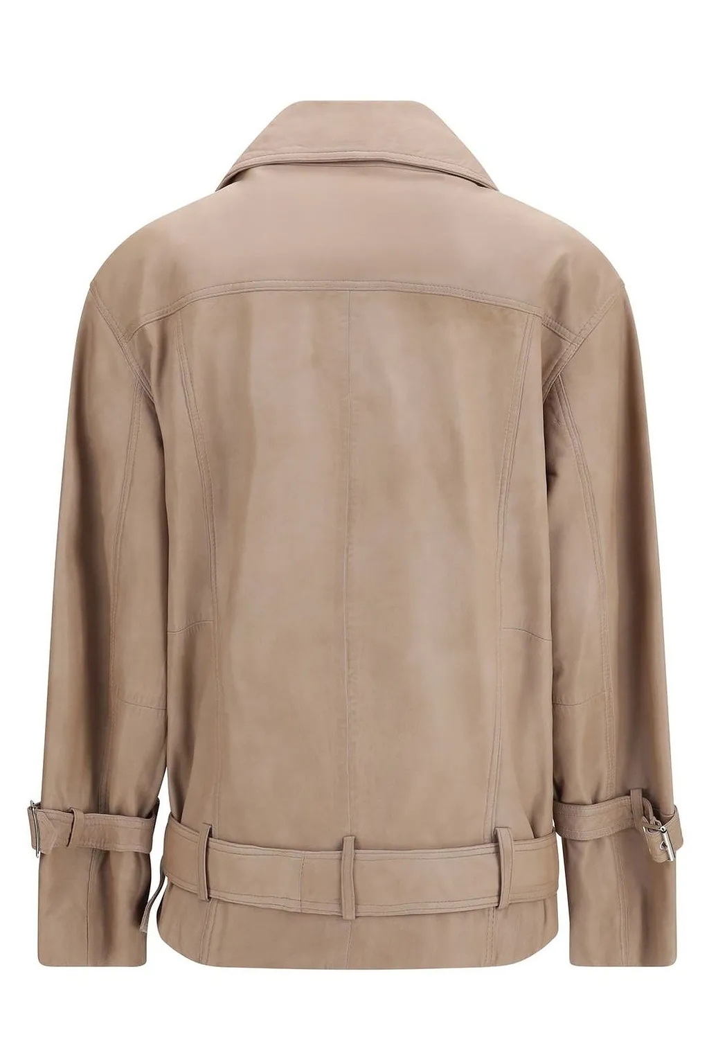 Pinko Belted Leather Biker Jacket