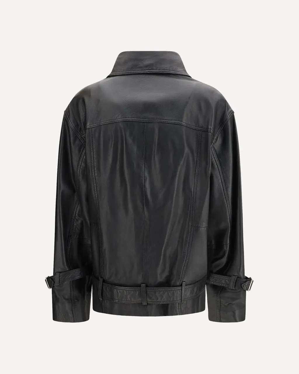 Pinko Belted Leather Biker Jacket