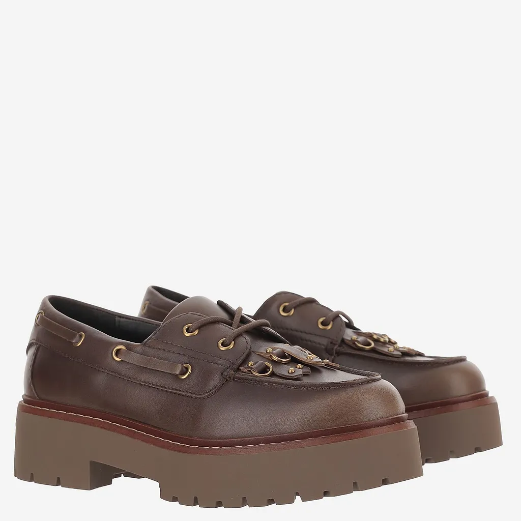Pinko Fringe Lug-Sole Flat Shoes