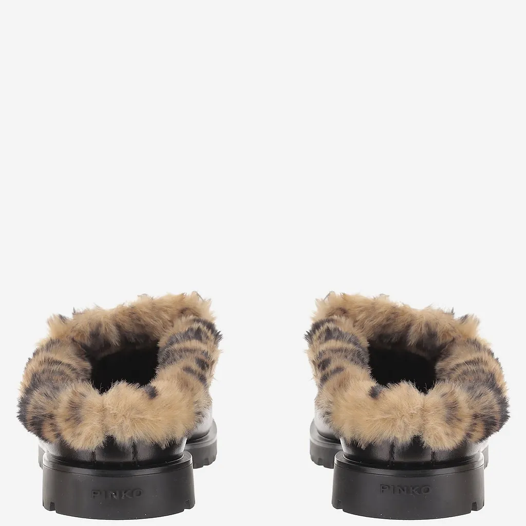 Pinko Shearling Trim Flat Mules