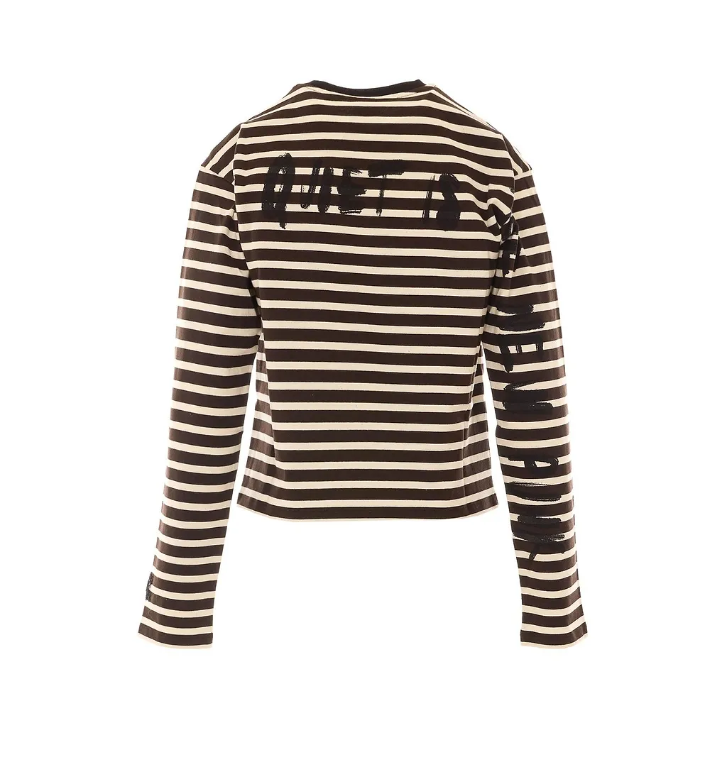 Pinko Striped Lace-Cuff Jumper