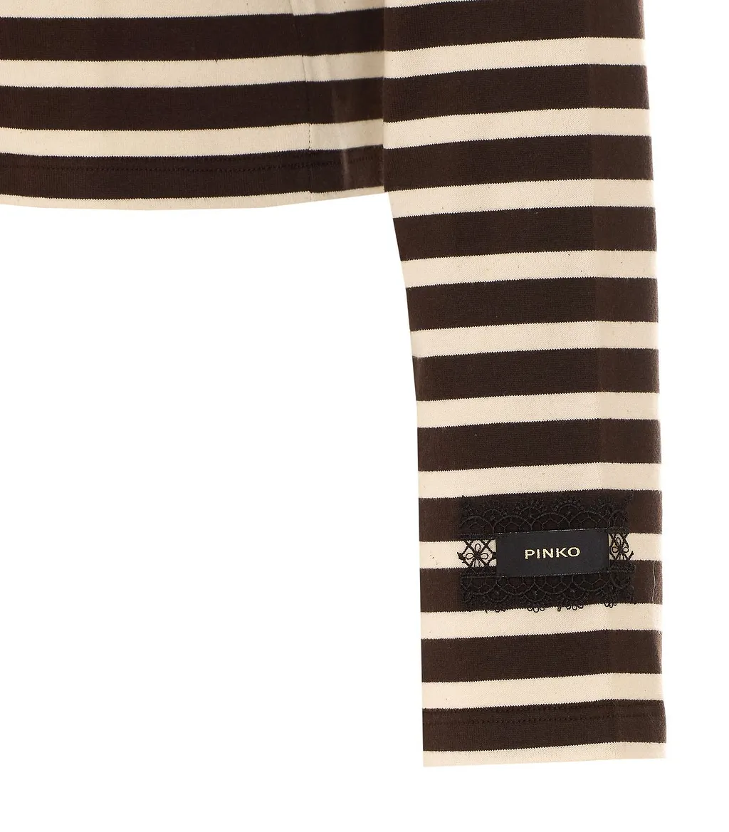 Pinko Striped Lace-Cuff Jumper