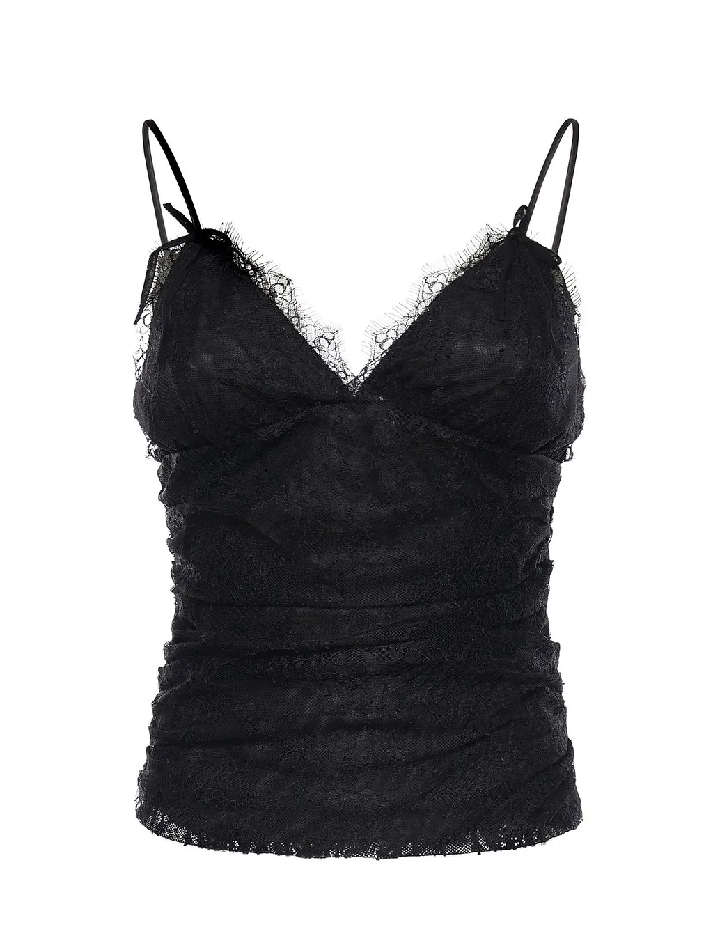 Pinko V-Neck Lace Ruched Top