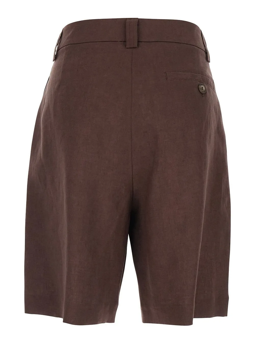 Plain Pleated Linen Bermuda Shorts