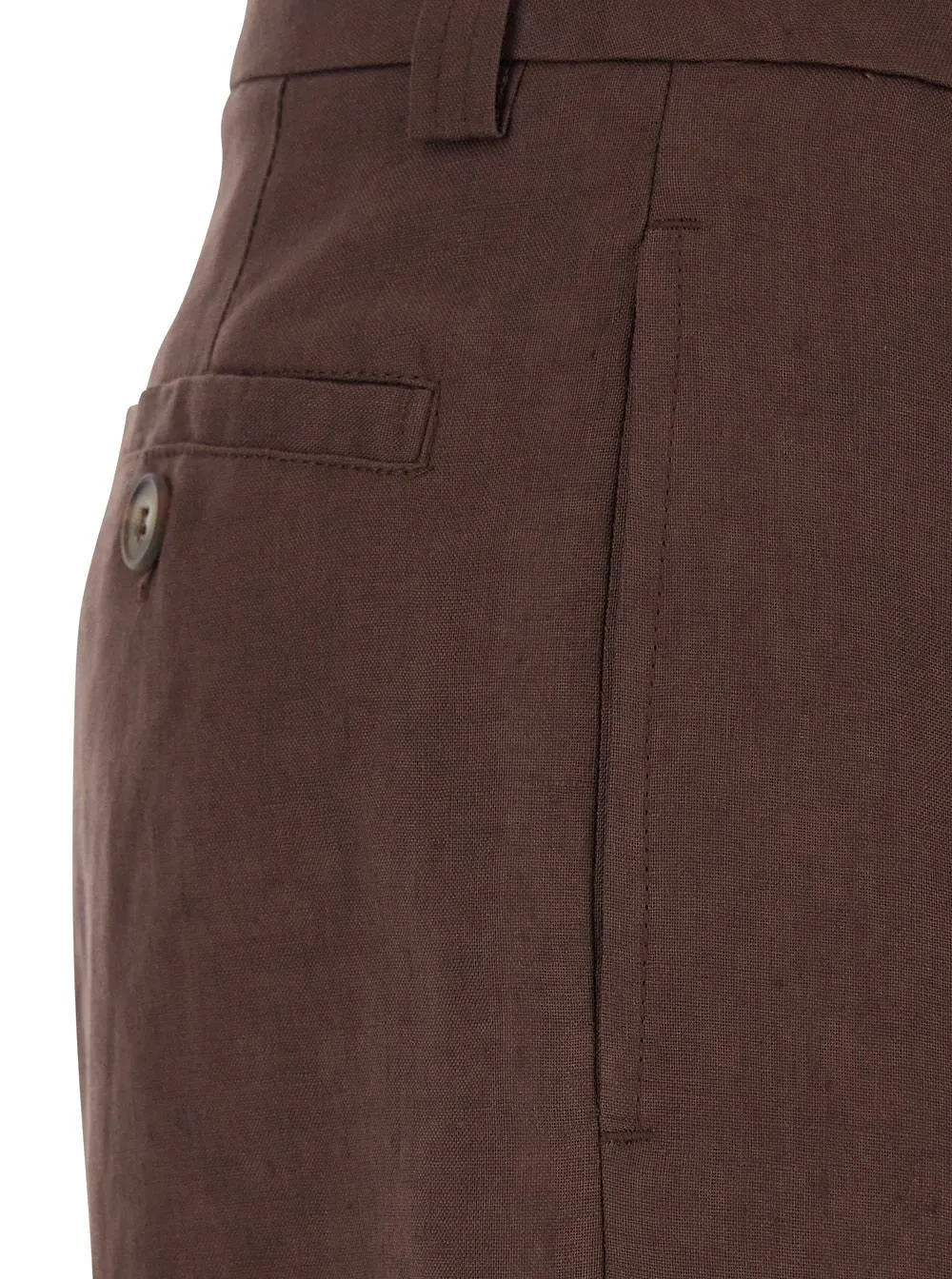 Plain Pleated Linen Bermuda Shorts