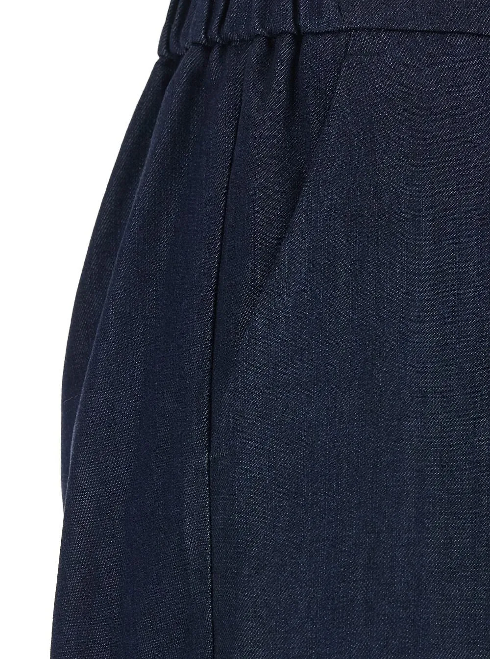 Plain Semi-Elastic Waist Wide-Leg Pants