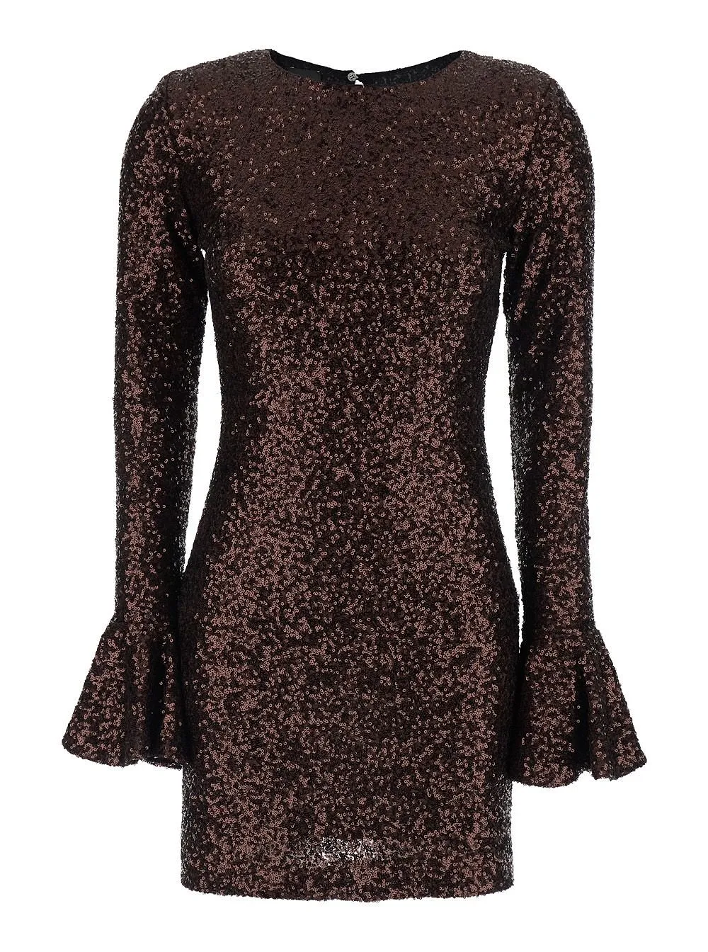 Plain Sequin Flared-Cuff Dress