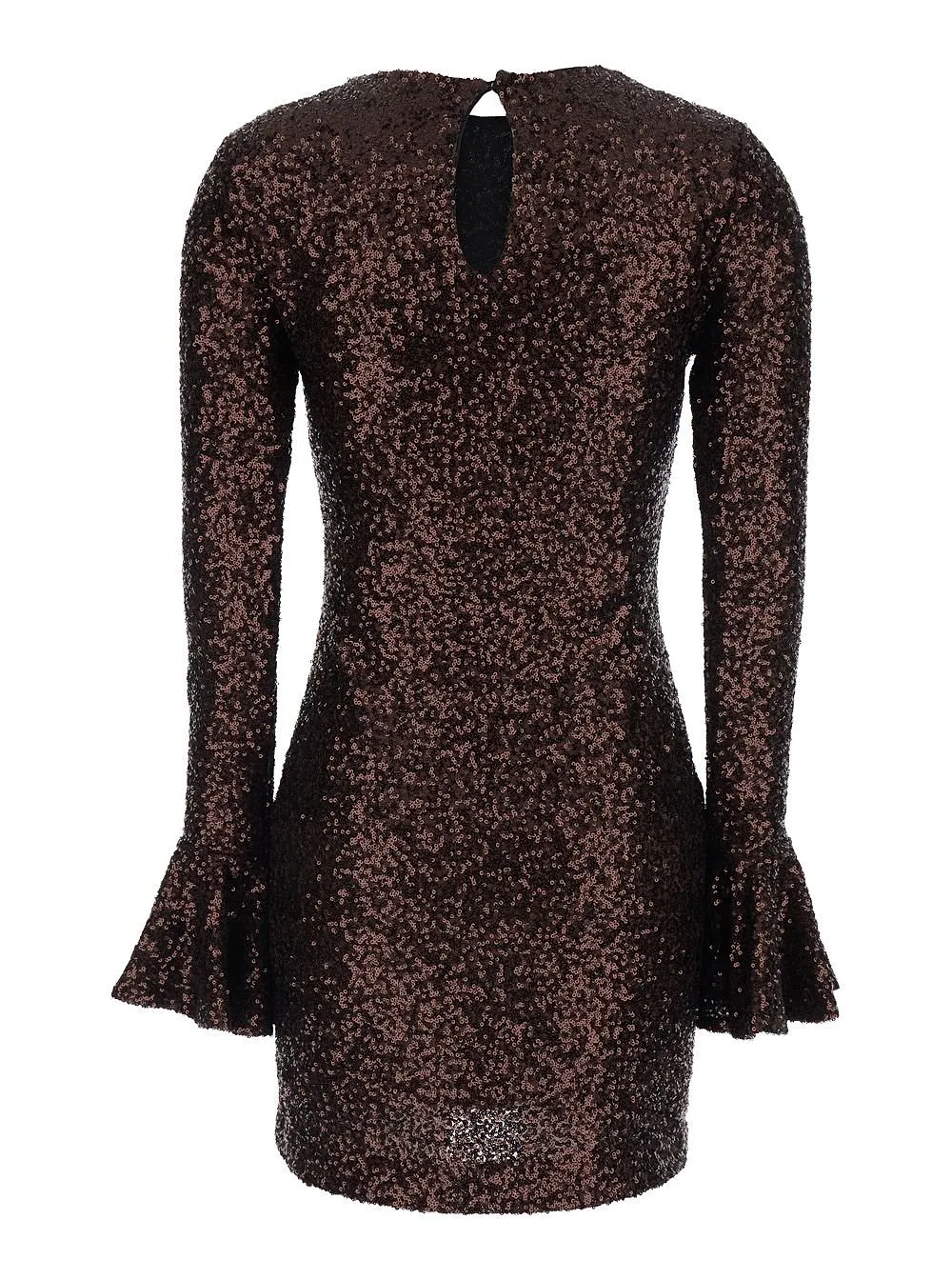 Plain Sequin Flared-Cuff Dress