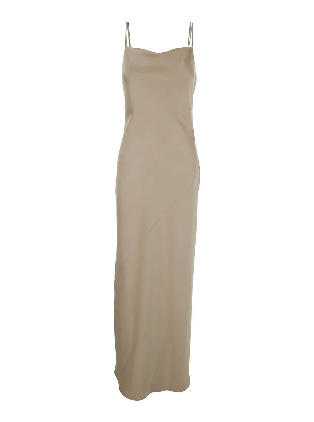 Plain Strappy Pendant-Back Long Dress