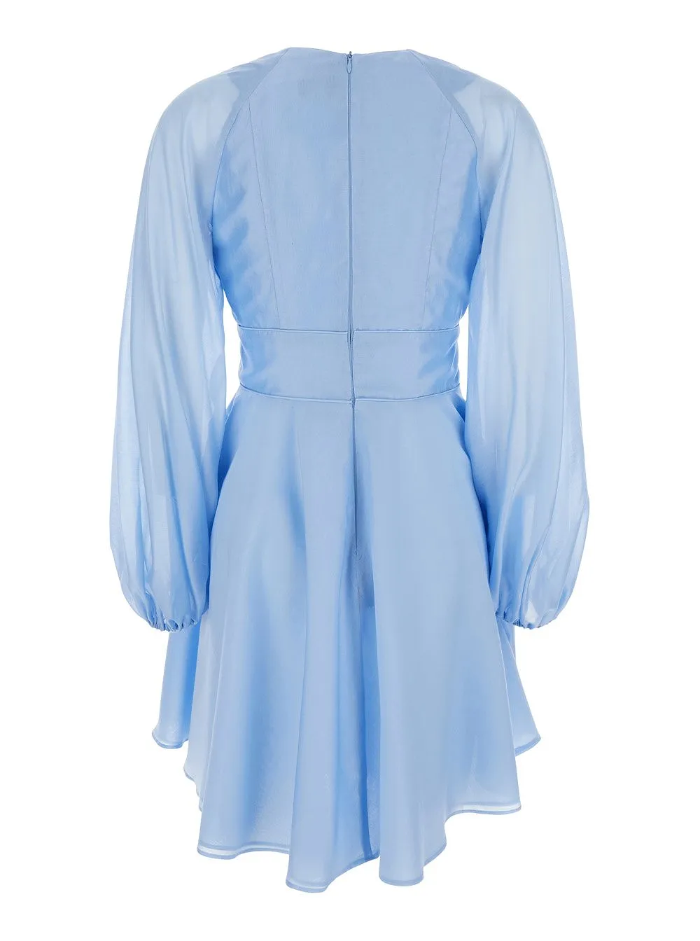 Plain V Neck Dress With Flared Skirt