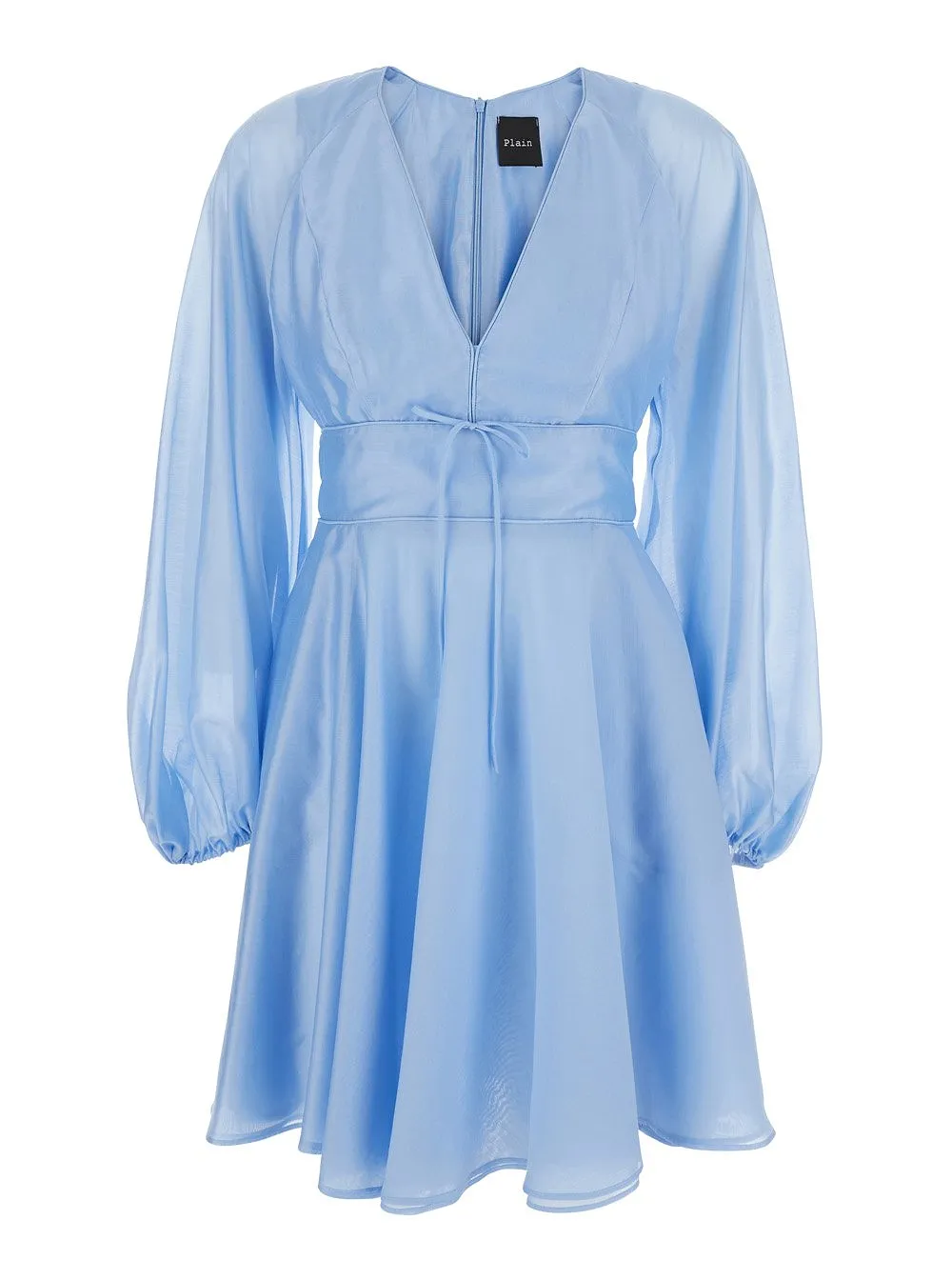 Plain V Neck Dress With Flared Skirt