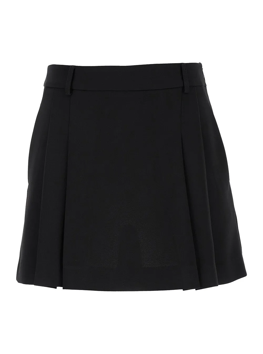 Plain Zipped Pleated Mini Skirt