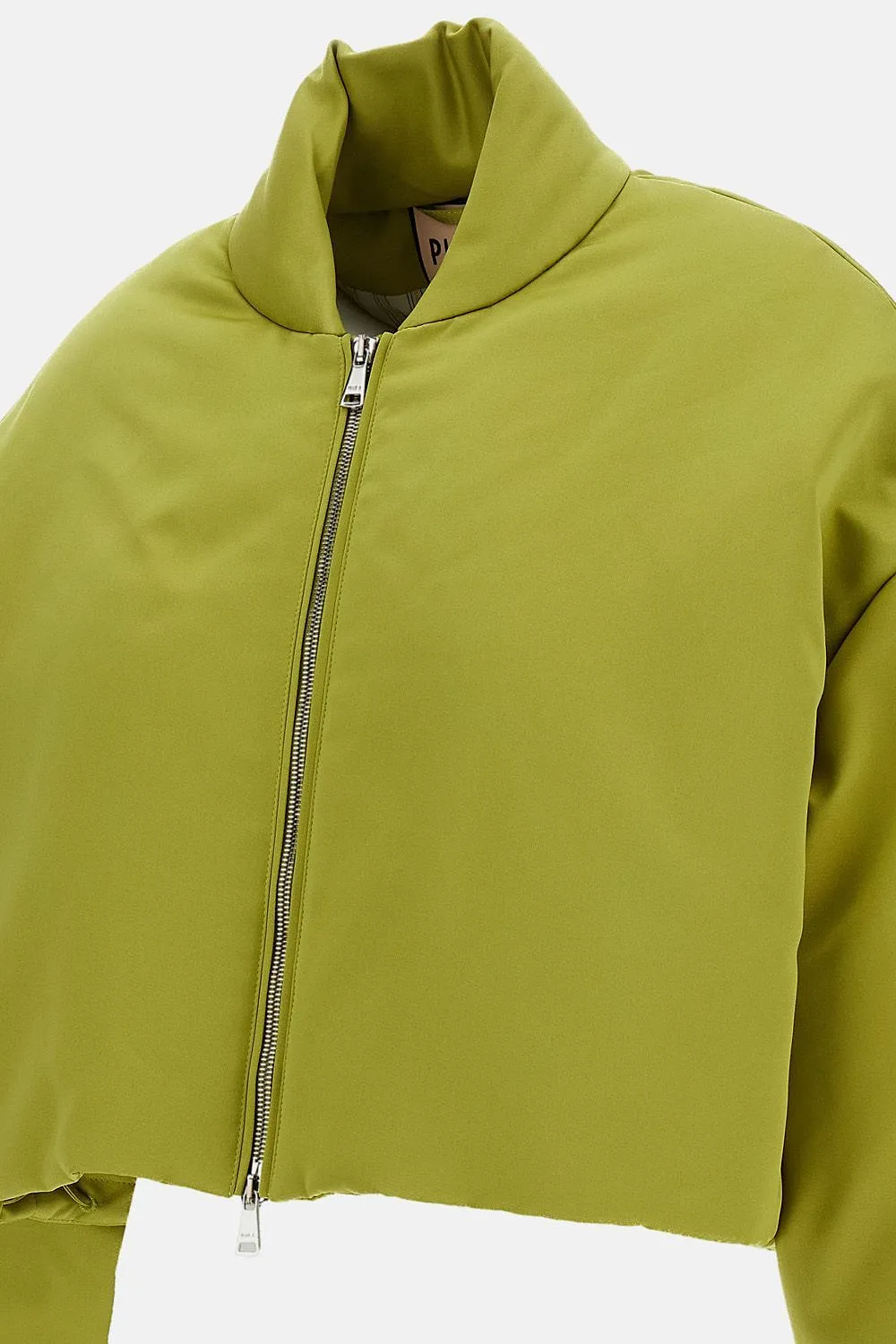 Plan C Citron Cropped Duchesse Bomber Jacket