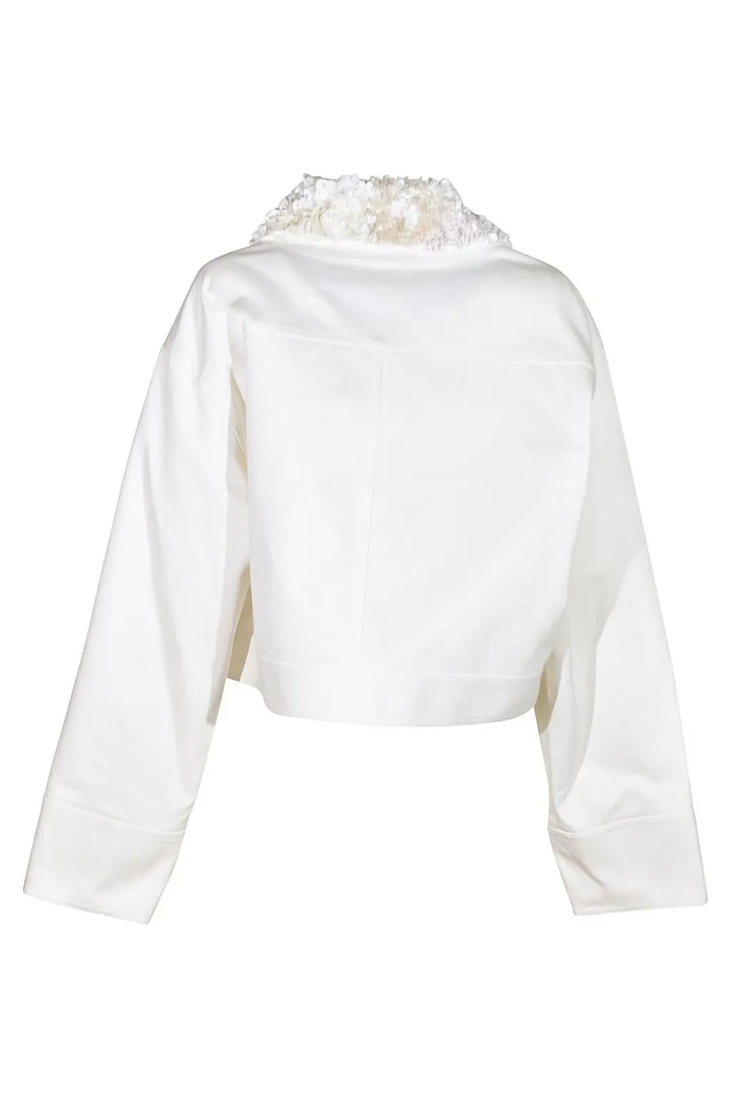 Plan C Cropped Contrast-Collar Jacket