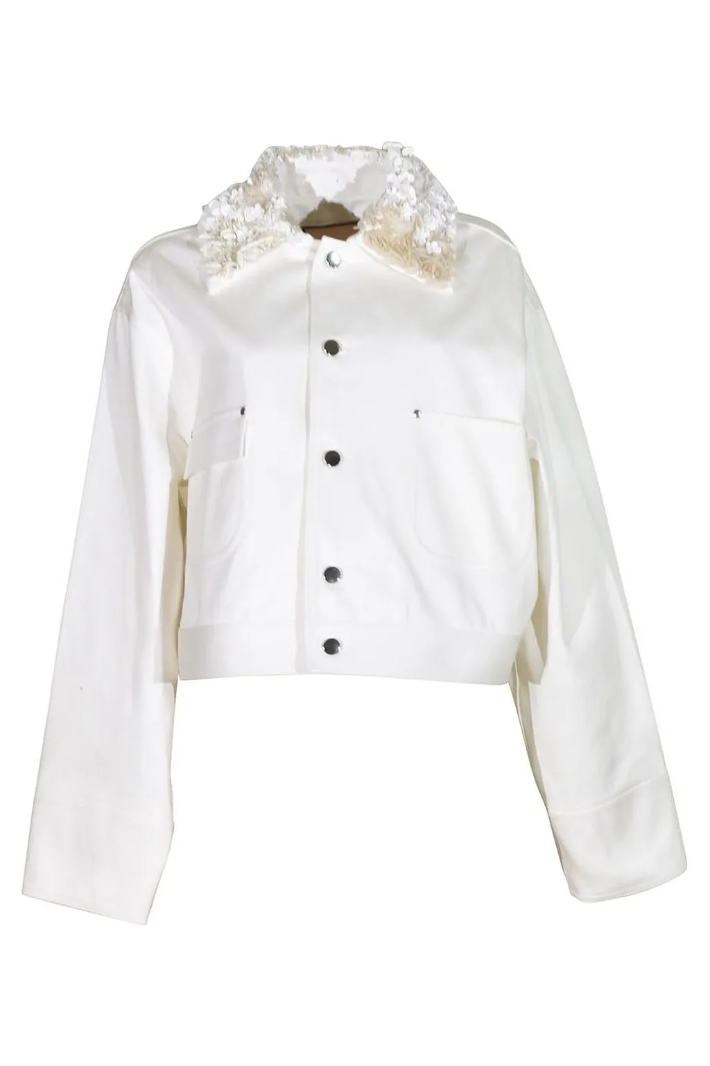 Plan C Cropped Contrast-Collar Jacket