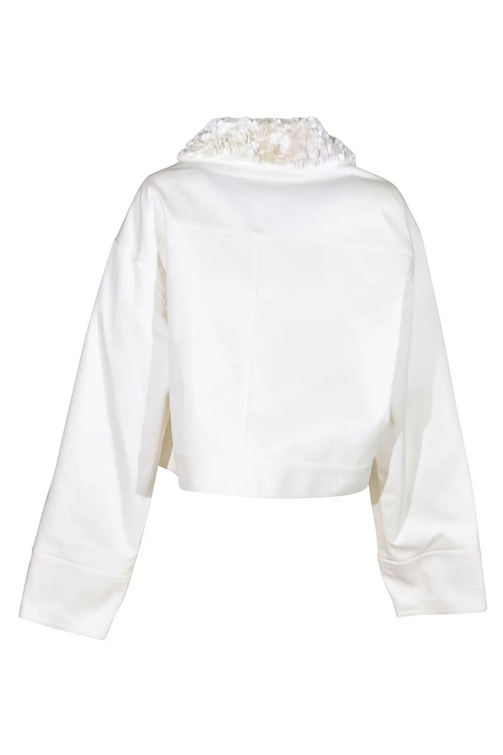 Plan C Cropped Contrast-Collar Jacket
