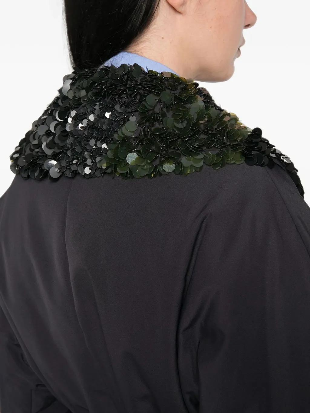 Plan C Embellished Collar Belted Coat
