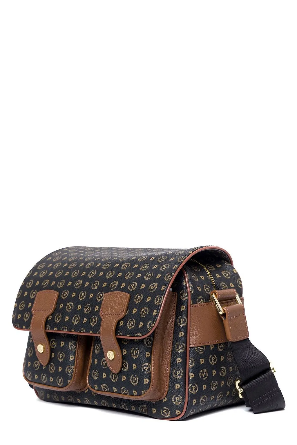 Pollini Monogram Printed Foldover-Top Shoulder Bag