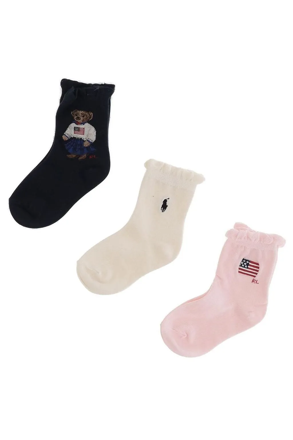 Polo Ralph Lauren Kids 3-Pack Ruffled Ankle Socks