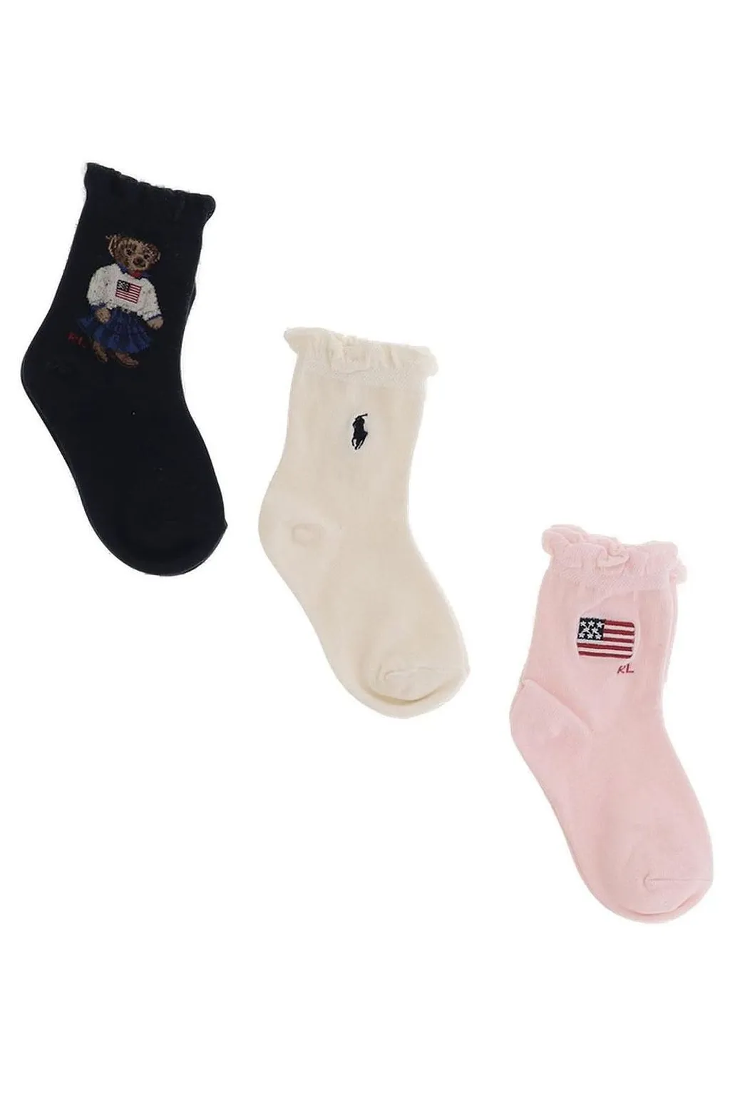 Polo Ralph Lauren Kids 3-Pack Ruffled Ankle Socks