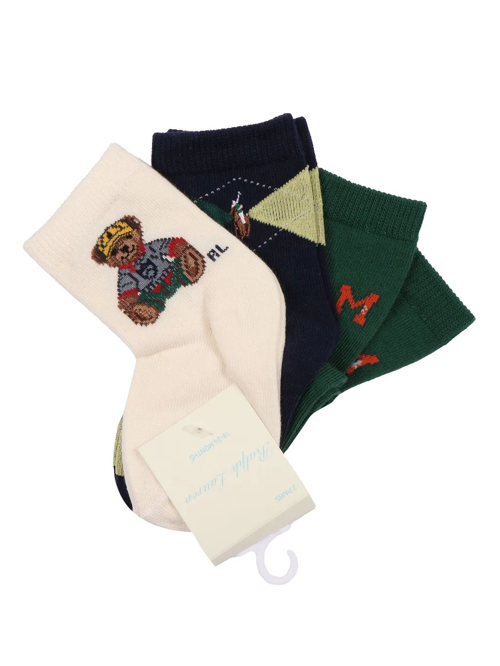 Polo Ralph Lauren Kids Pack Of Three Ribbed Knit Socks