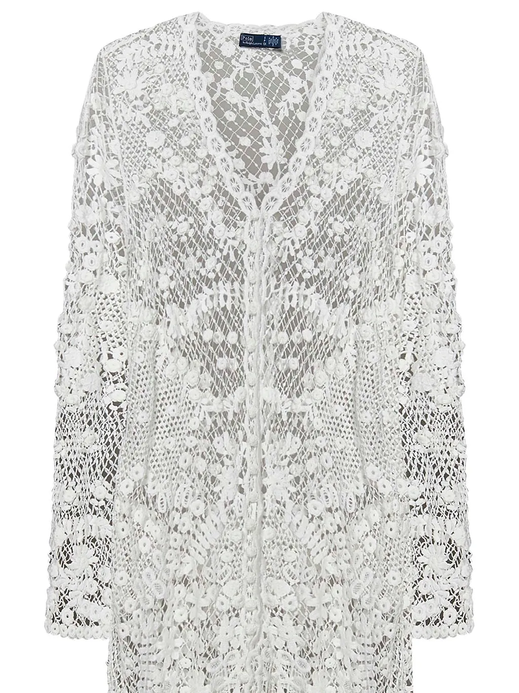 Polo Ralph Lauren V-Neck Crochet Long-Sleeved Dress