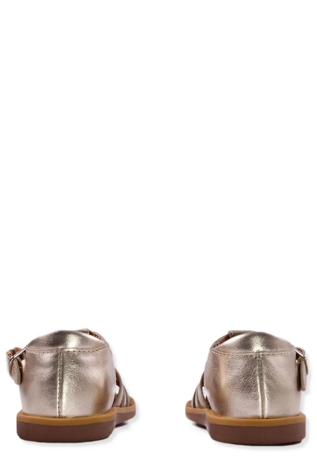 Pom Dapi Open Toe Buckled Flat Shoes