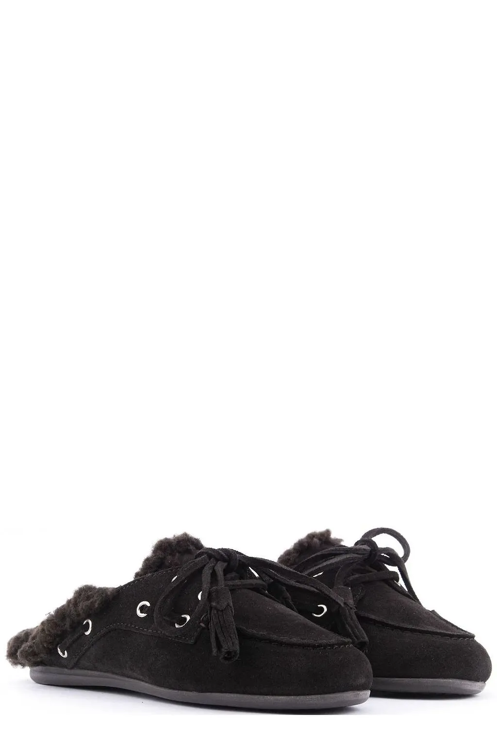 Posa Shearling Detailed Lace-Up Mules