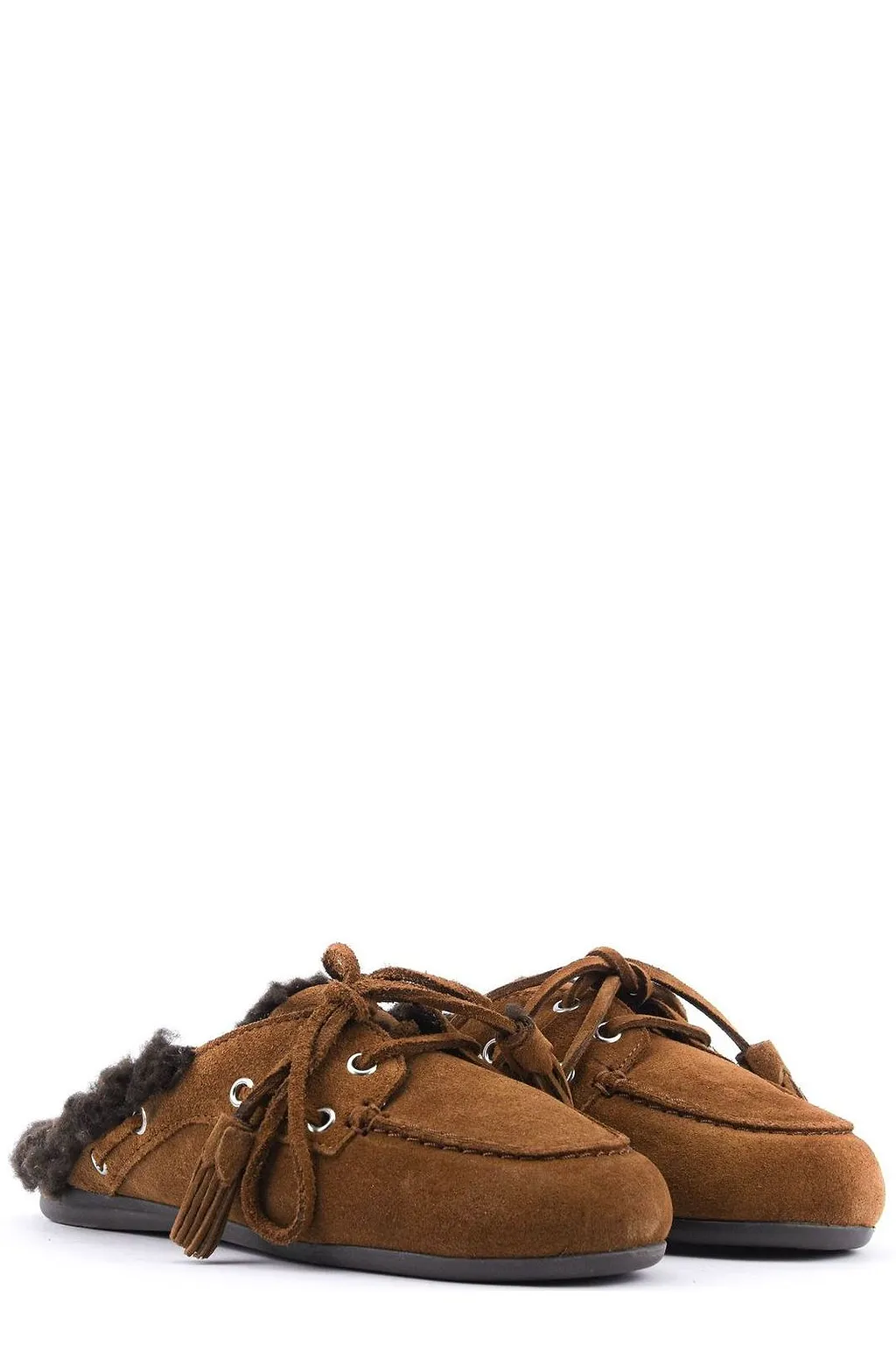 Posa Shearling Detailed Lace-Up Mules