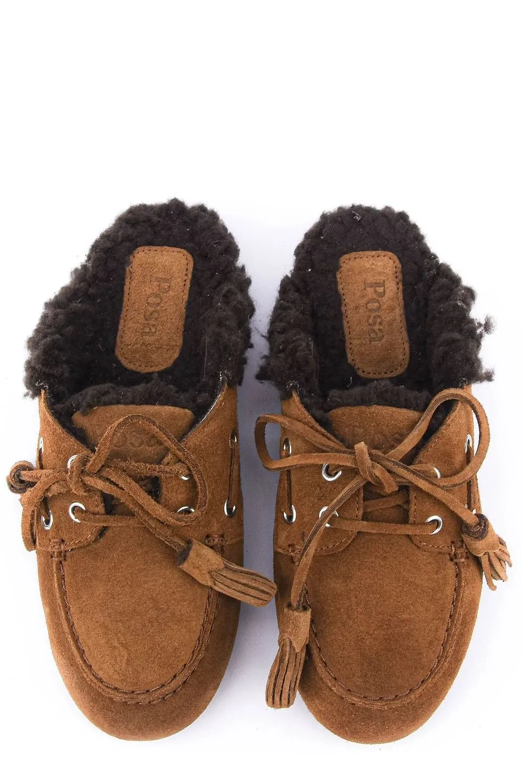 Posa Shearling Detailed Lace-Up Mules