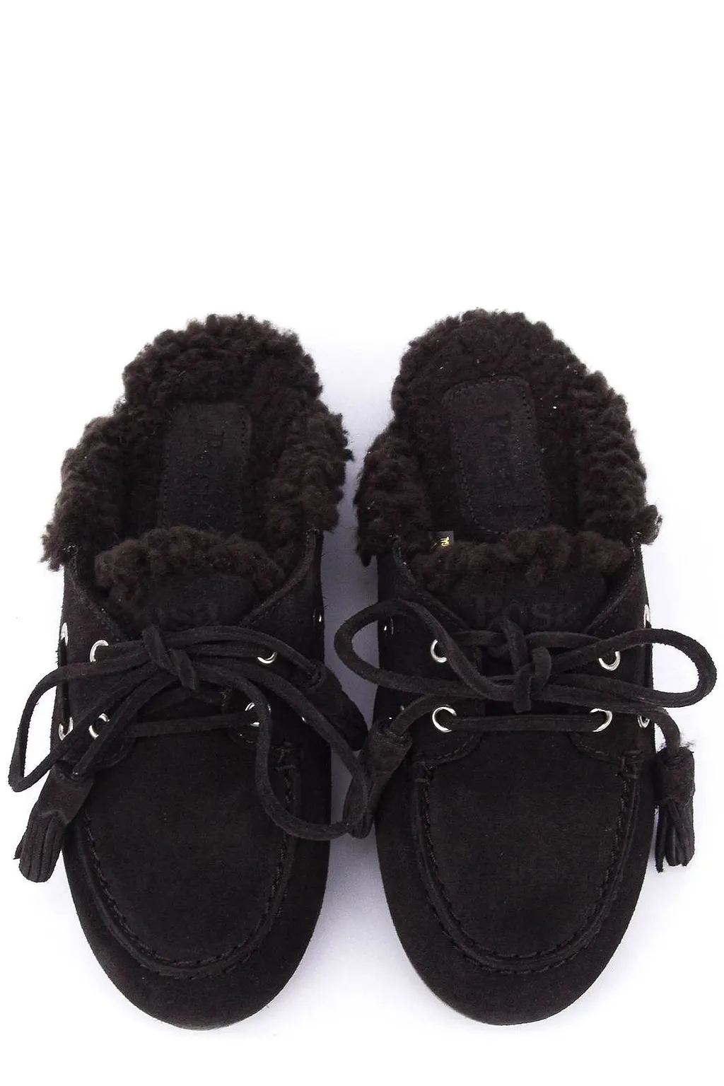 Posa Shearling Detailed Lace-Up Mules