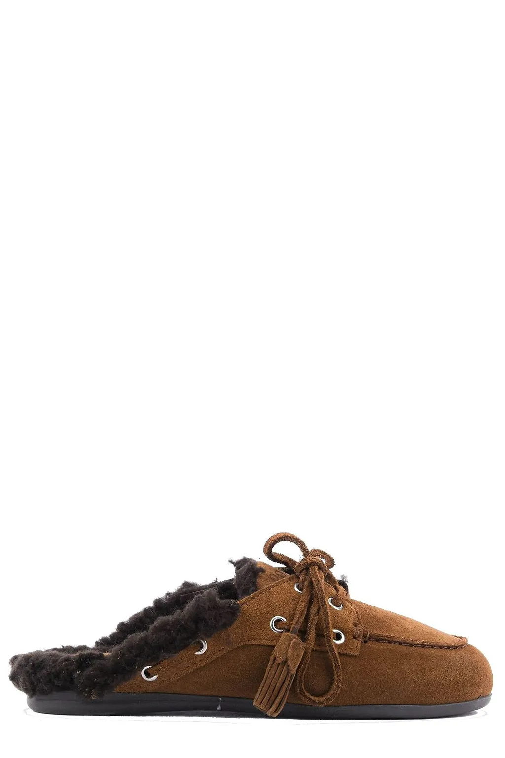 Posa Shearling Detailed Lace-Up Mules