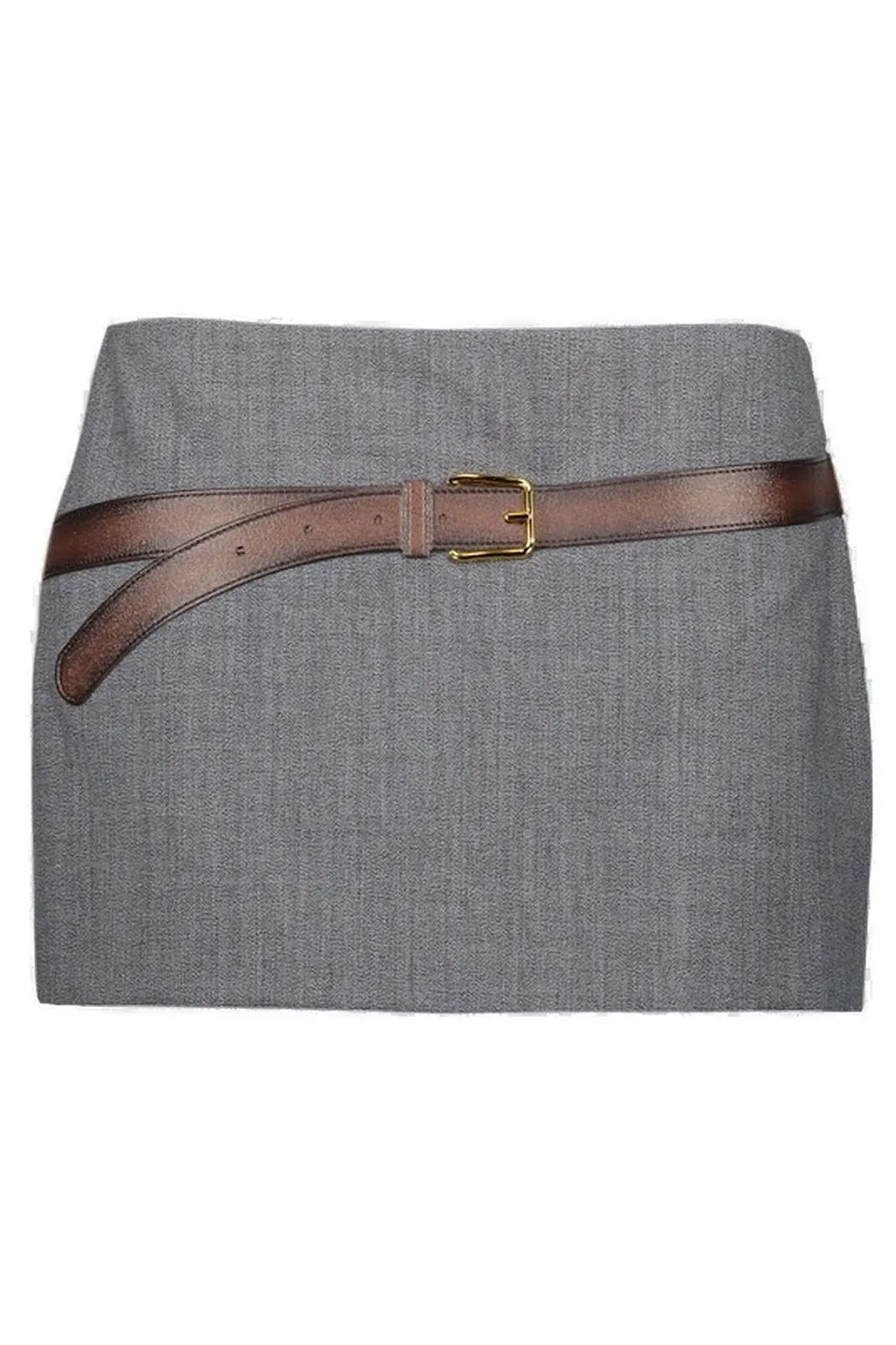 Prada 3D Printed-Belt A-Line Mini Skirt