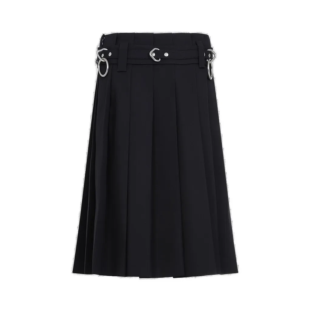 Prada Belted Pleated Midi Skirt