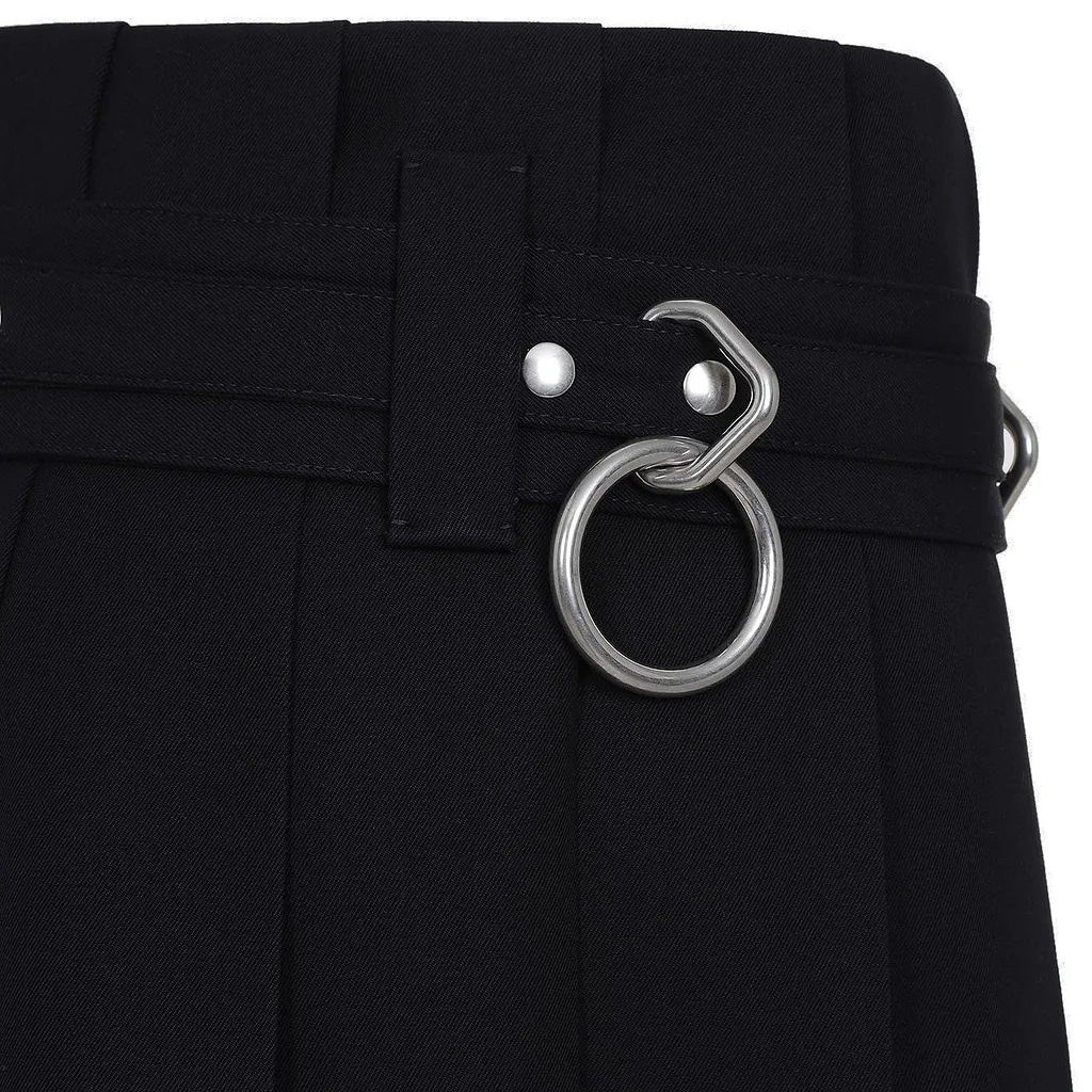 Prada Belted Pleated Midi Skirt