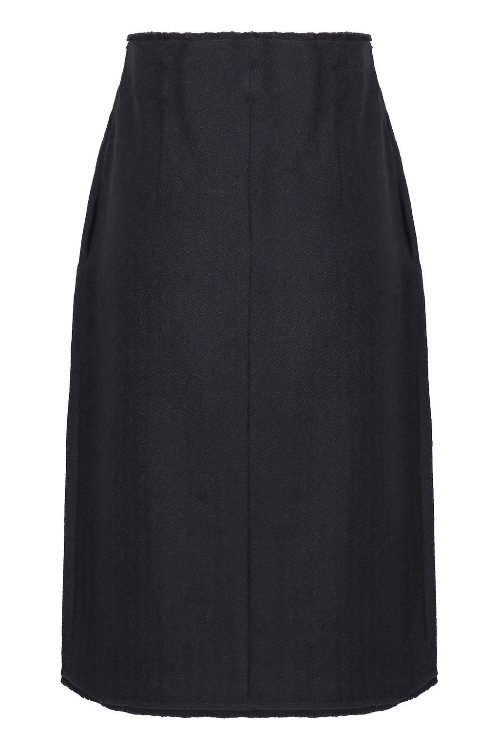 Prada Chevron Wool Midi Skirt