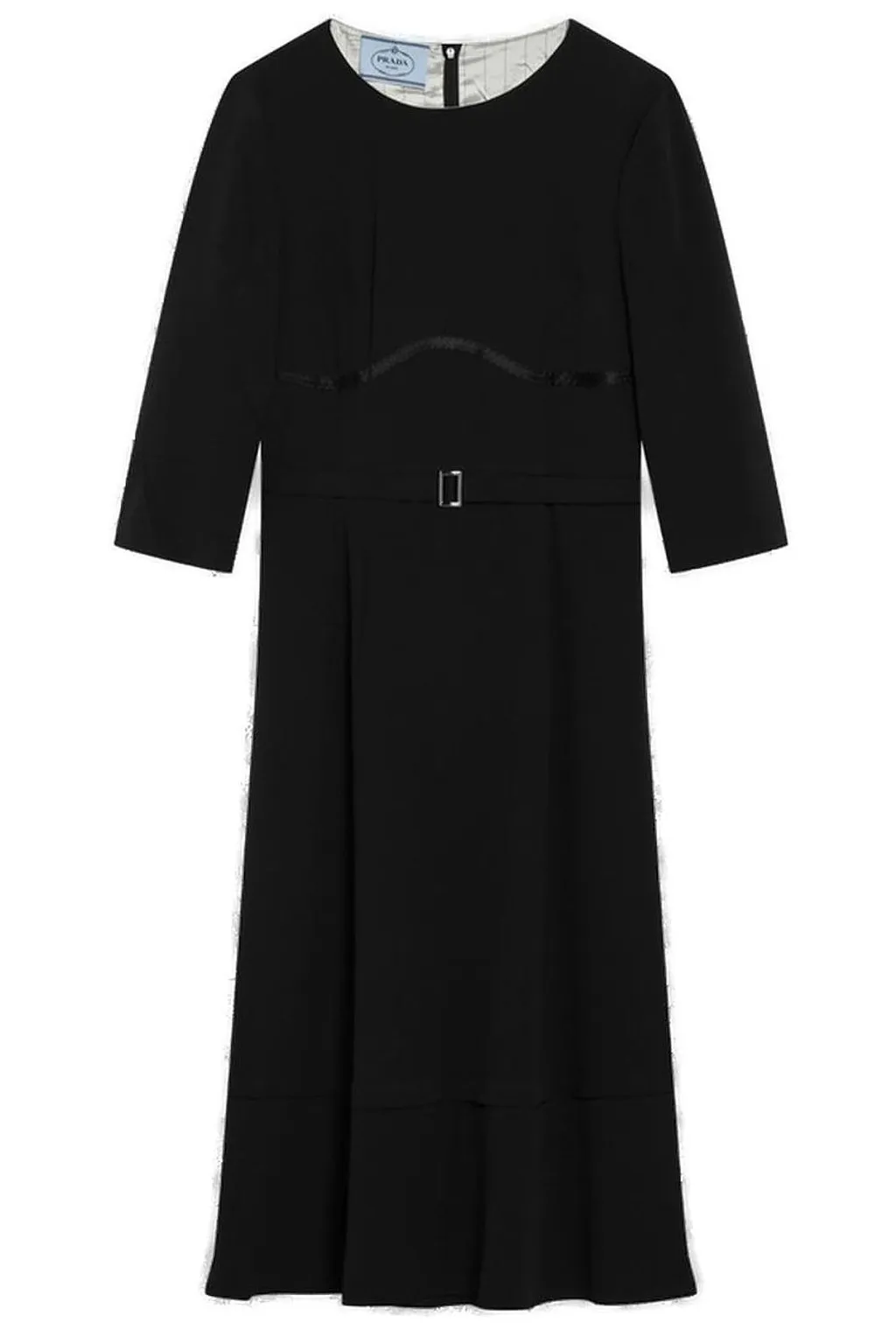 Prada Crewneck Belted Dress
