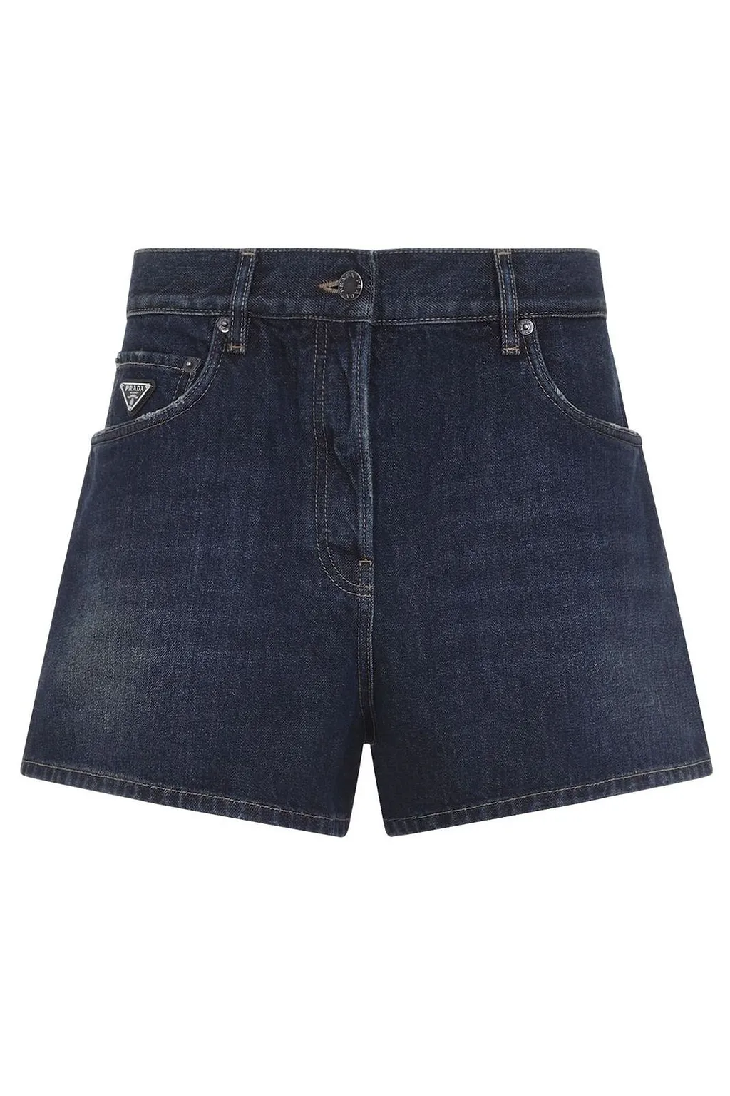 Prada Denim Logo-Patch Shorts