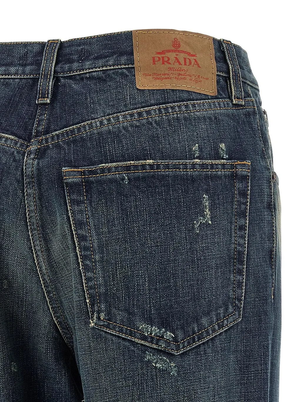 Prada Distressed Straight-Leg Jeans