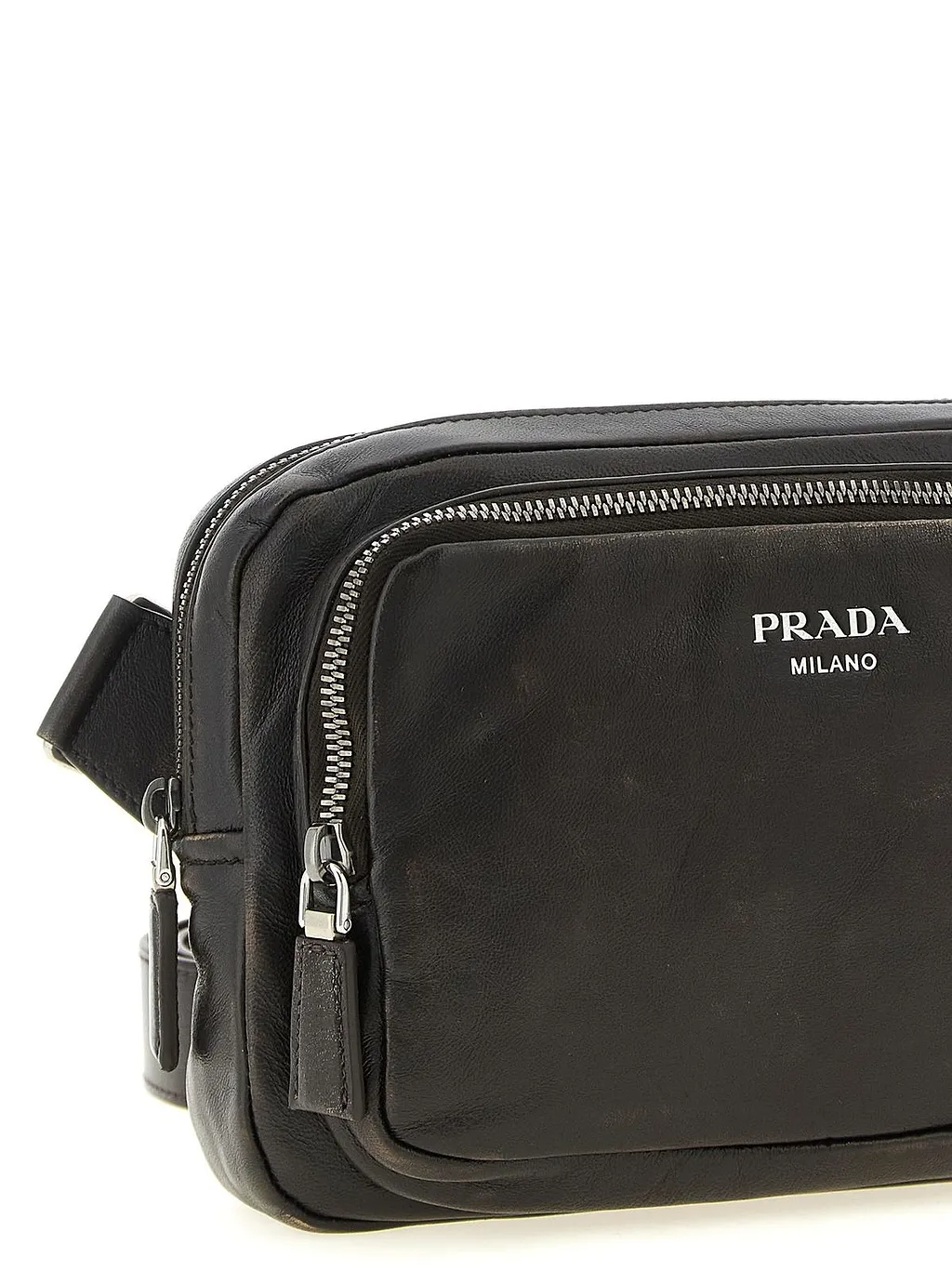 Prada Distressed Zipped Shoulder Bag