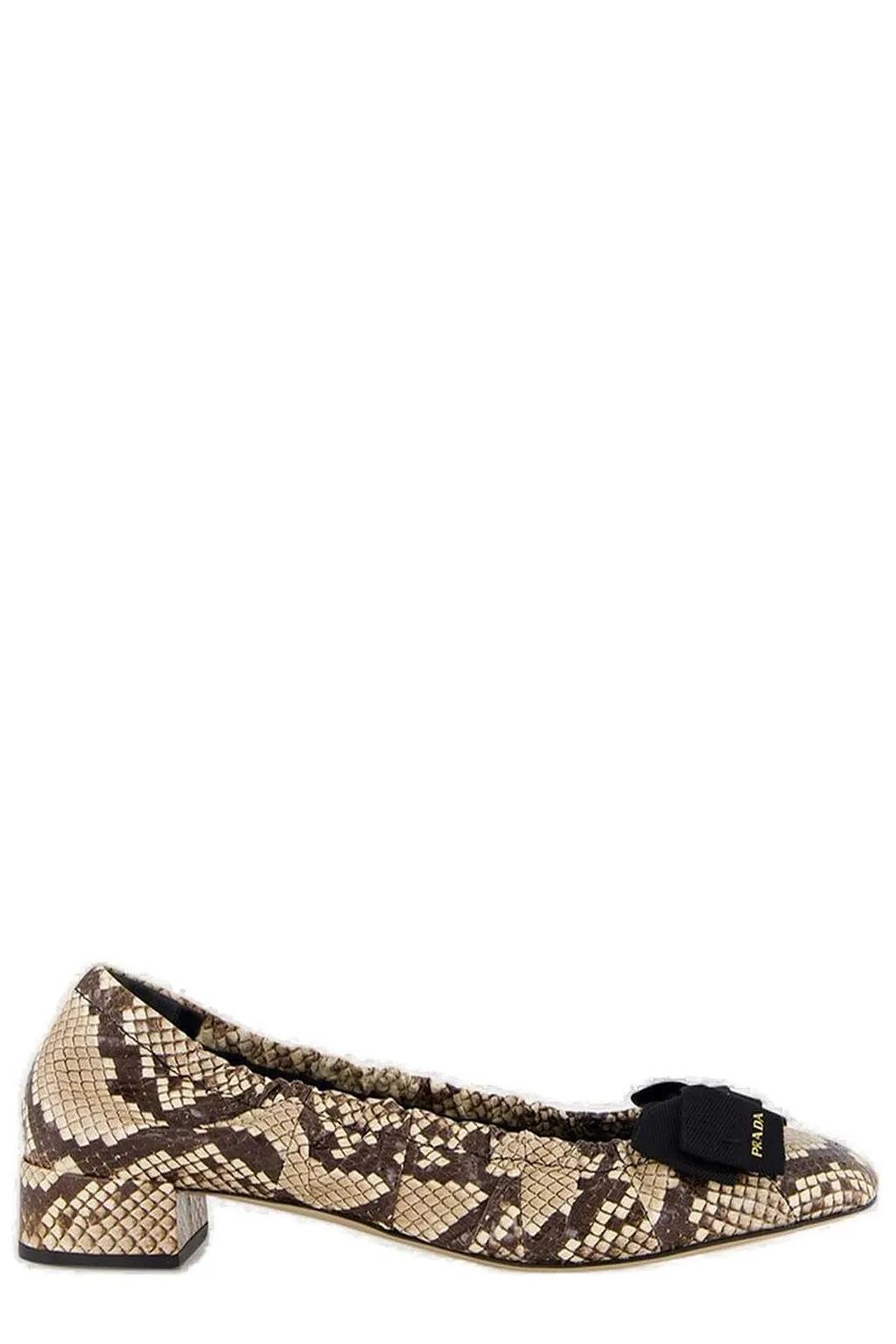 Prada Embossed Bow-Detailed Ballet Flats
