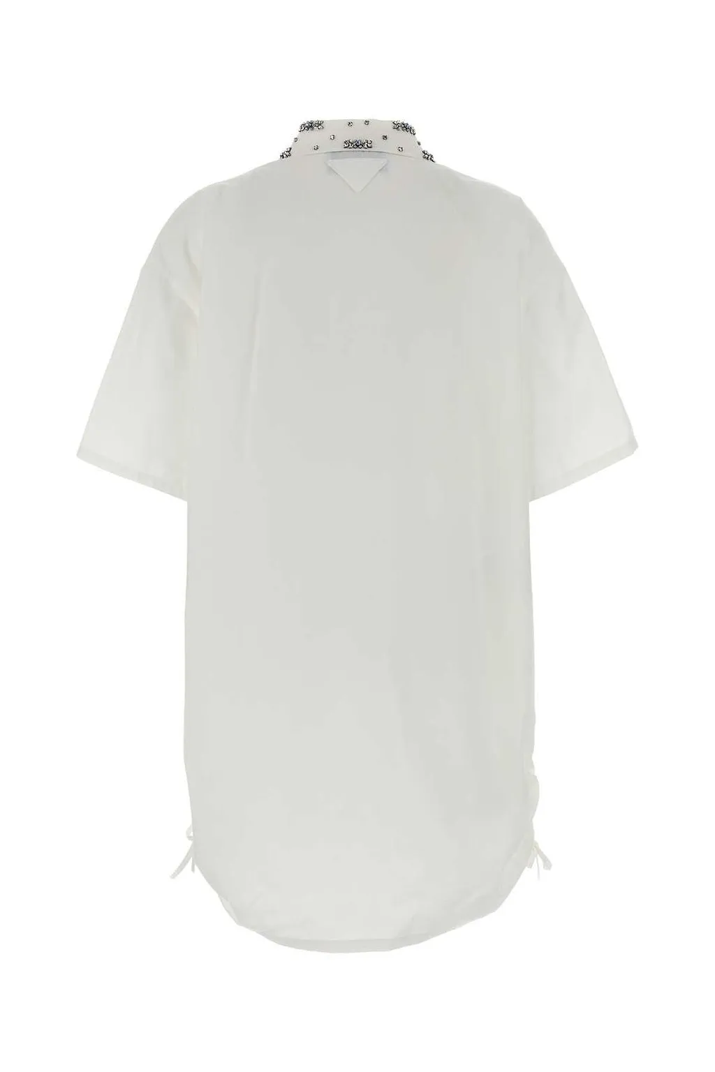 Prada Embroidered Short-Sleeved Poplin Mini Dress