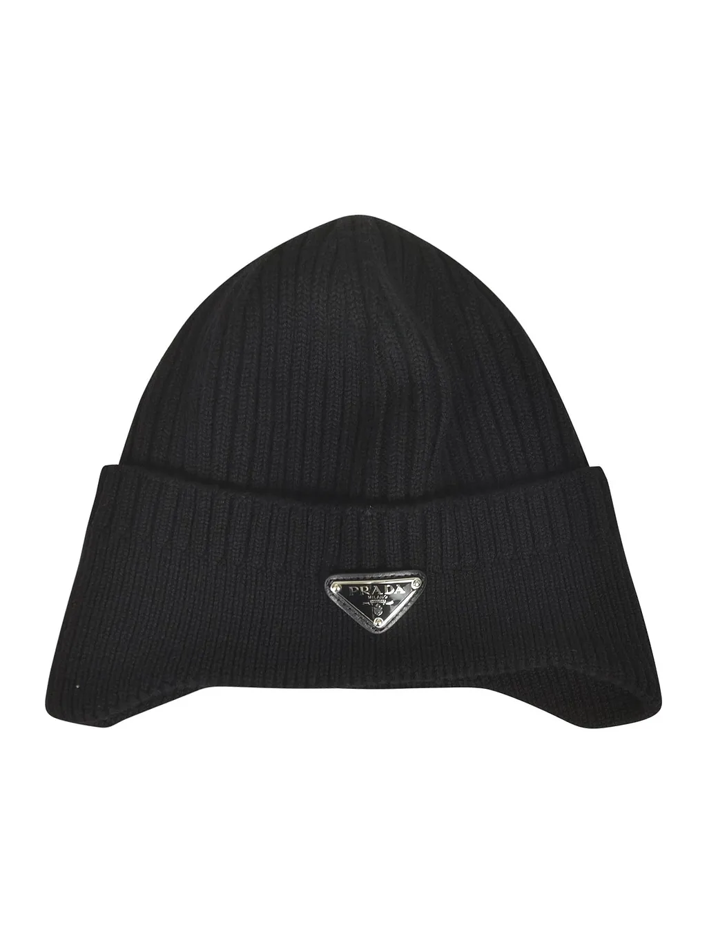 Prada Enamel-Logo Turn-Up Brim Beanie