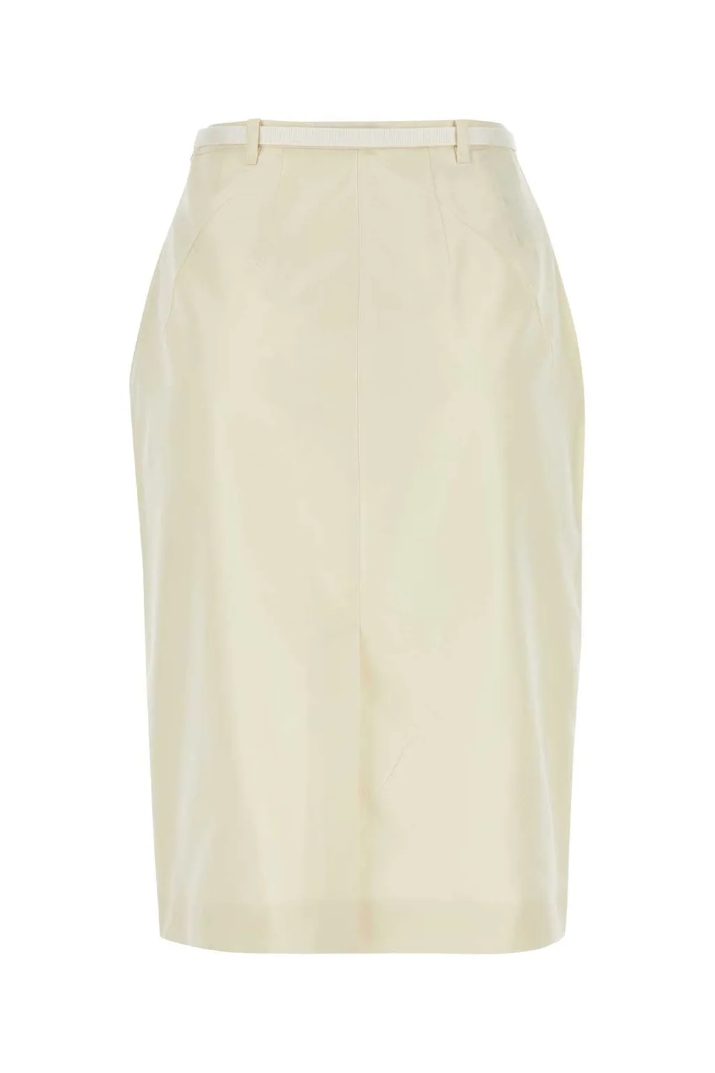 Prada High-Waist Logo-Buckle Straight Faille Skirt