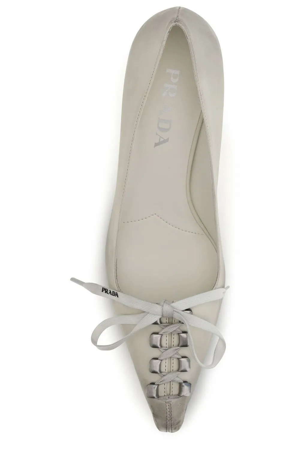 Prada Lace-Up Kitten Heeled Pumps